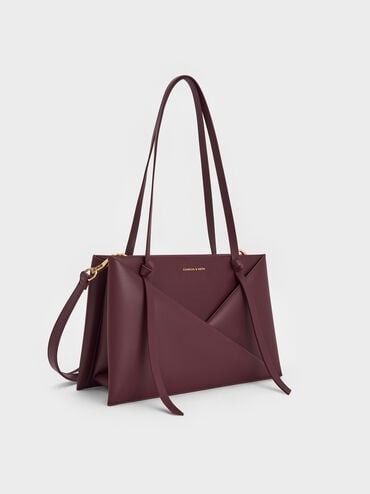 Midori Geometric Tote Bag, Wineberry Red, hi-res