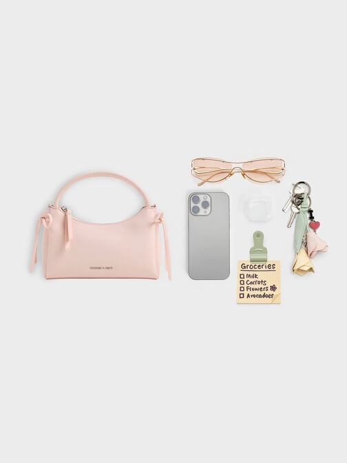 حقيبة يد "هازل" بعقدة, وردي هادئ, hi-res