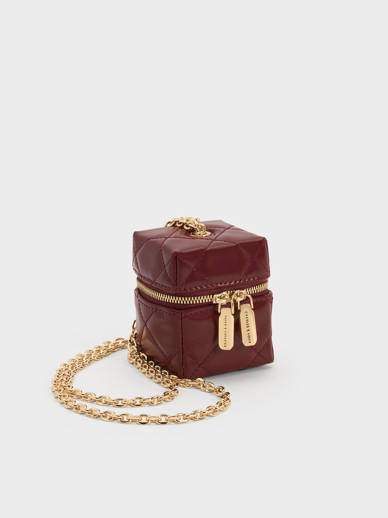 Janie Quilted Micro Bag, Burgundy, hi-res