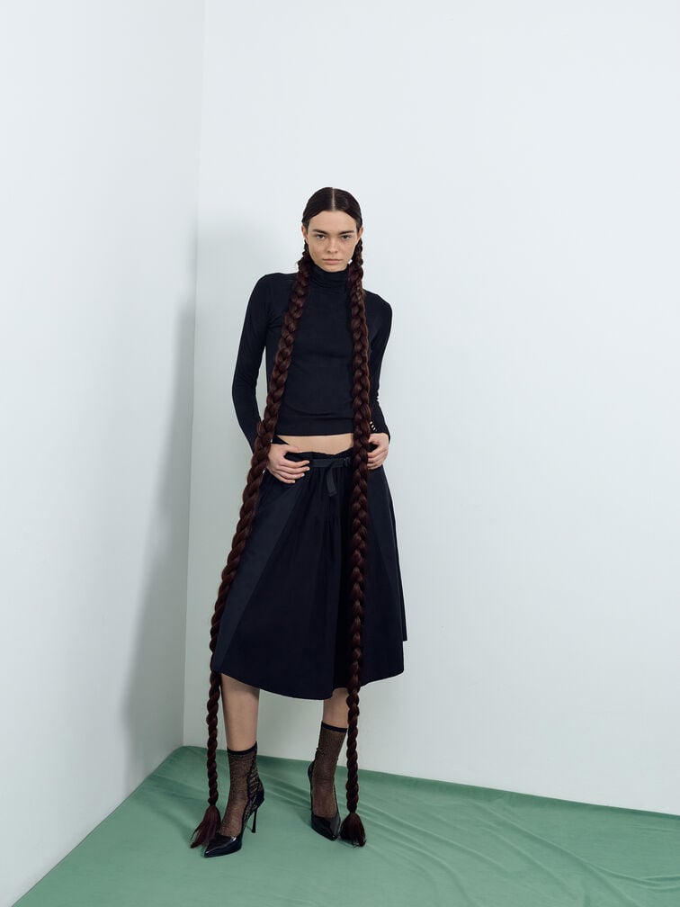 Leather Slingback Stiletto Pumps, Black Boxed, hi-res