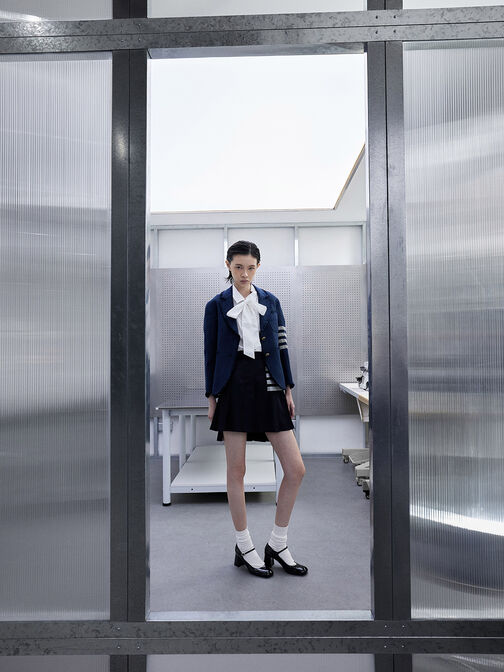 حذاء ماري جين من الجلد اللامع بكعب عالٍ عريض, أسود براق, hi-res