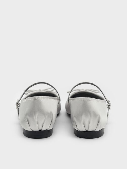 Emiko Satin Bow Mary Jane Flats, Silver, hi-res