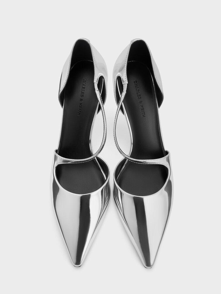 حذاء دورسي ميتاليك بكعب رفيع, فضي, hi-res