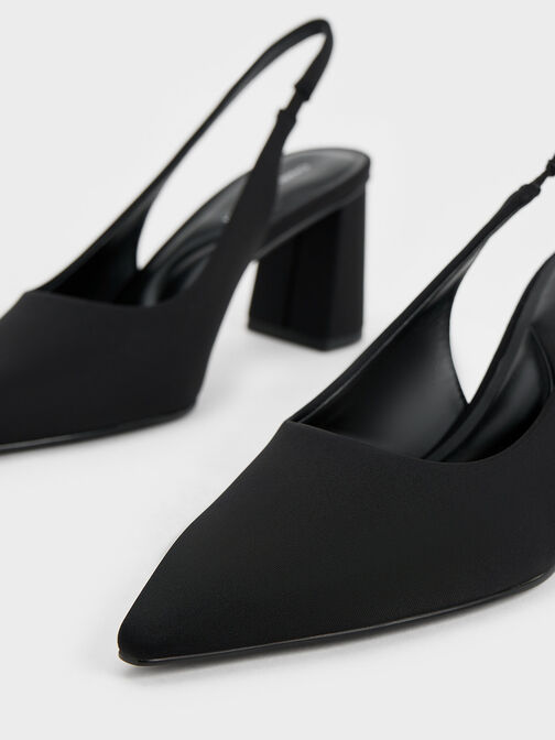 حذاء تيغان بكعب مفتوح من الخلف مائل من الإيلاستين, أسود, hi-res