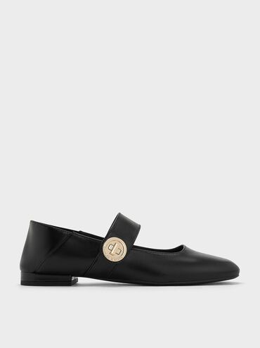 Yara Mary Jane Flats, Black, hi-res