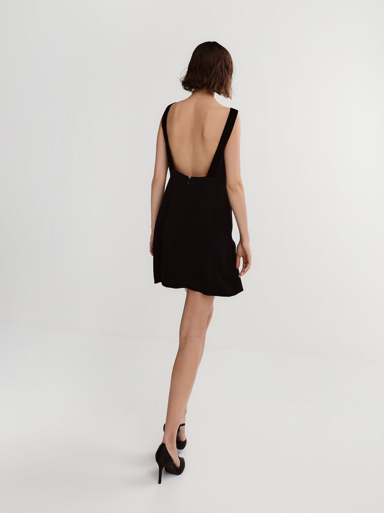 حذاء دورسي ساتان بكعب رفيع, أسود خشن, hi-res