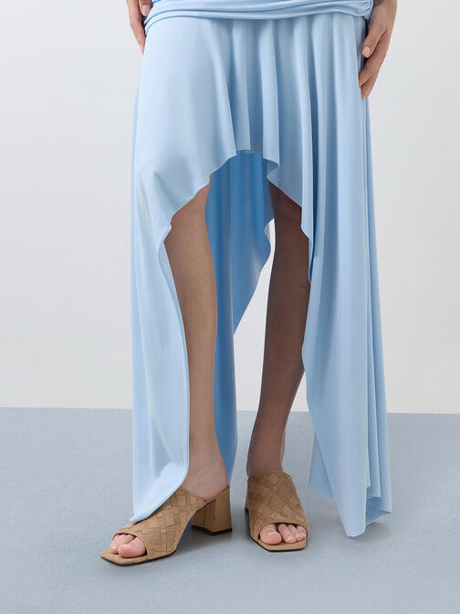 ميولز إيڤيت بكعب وتصميم متشابك من الشمواه الفاخر بمقدمة مربعة, رملي, hi-res