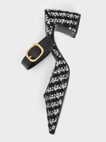 صندل أنيق مغلق من الأمام مصنوع من قماش التويد بتصميم ماري جين كلاسيكي, أسود خشن, hi-res