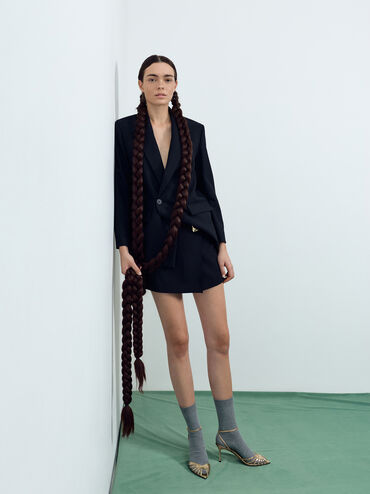 Jaylene Metallic Leather Peep-Toe Stiletto Sandals, Gold, hi-res