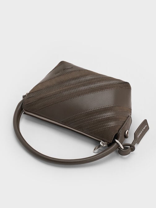 Zeya Recycled Suede Top Handle Bag, Dark Moss, hi-res