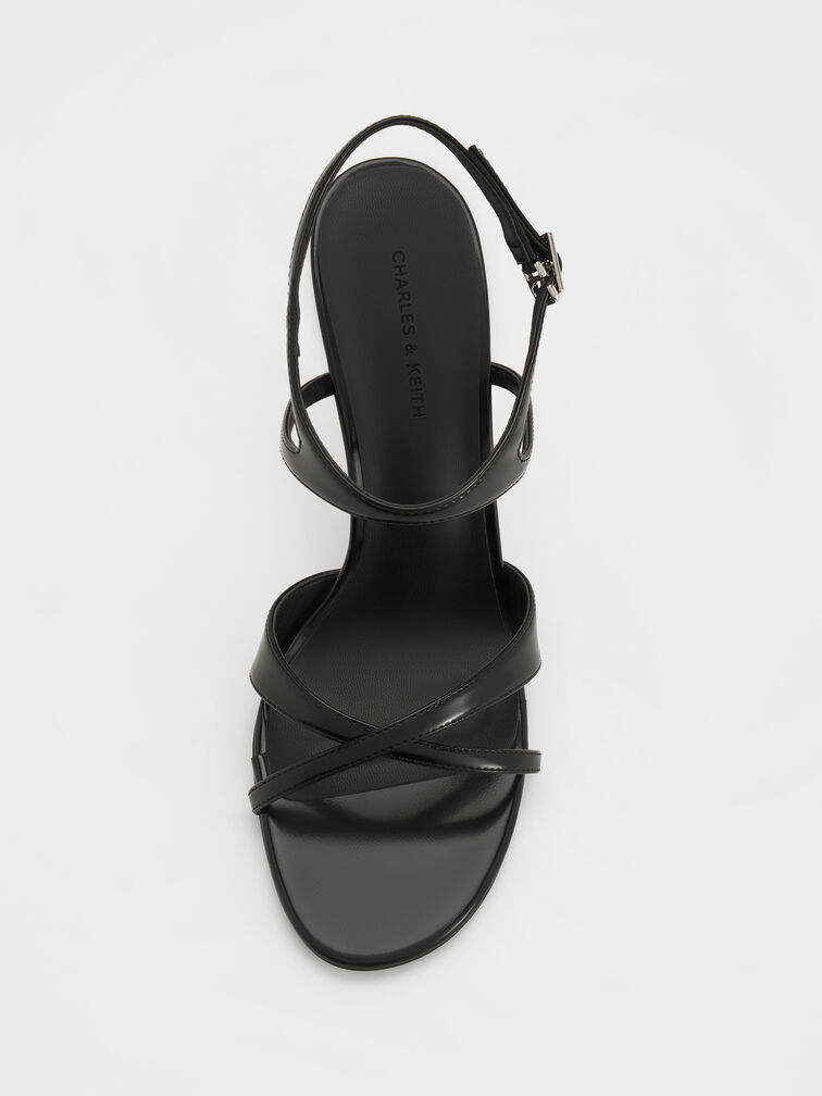 Crossover Stiletto Sandals, Black Boxed, hi-res