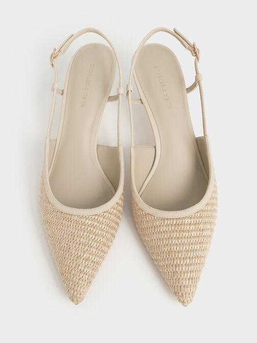 حذاء رافيا بكعب سلينجباك ومقدمة مدببة, تاوب, hi-res