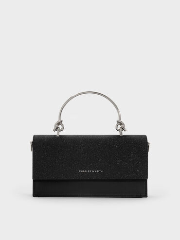 Kristine Glittered Wallet On Chain, Noir, hi-res