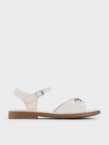 Girls' Erinna Metallic-Accent Sandals, Chalk, hi-res