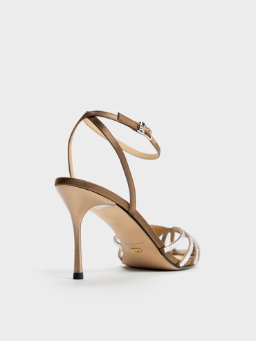 صندل جايلين جيم ذو الكعب العالي المفتوح من الأمام, بنى, hi-res