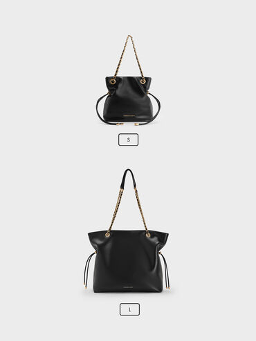Arya Braided-Chain Tote Bag, Black, hi-res
