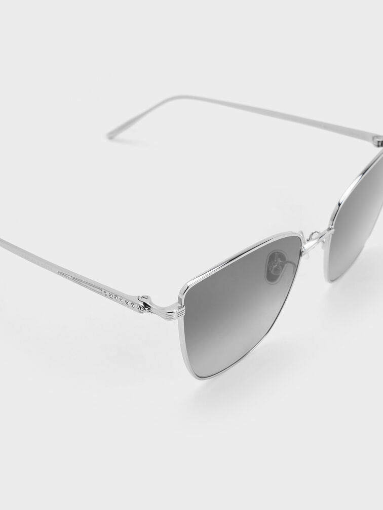 Livonia Crystal Square Sunglasses, Silver, hi-res