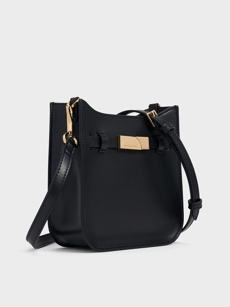Aurelia Metallic-Accent Crossbody Bag, Black, hi-res