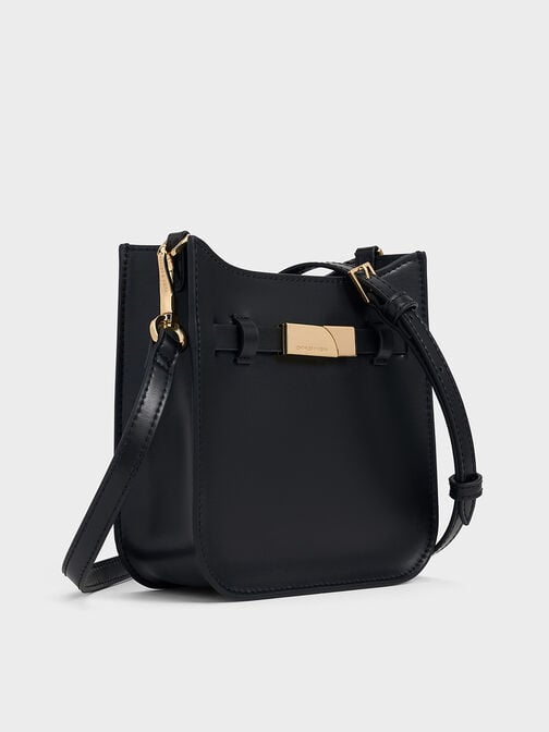 Aurelia Metallic-Accent Crossbody Bag, Black, hi-res