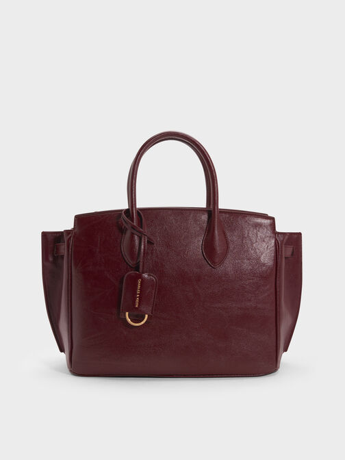Large Ginevra Tote Bag, Wineberry Red, hi-res
