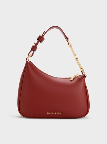 Mini Agatha Chain-Accent Shoulder Bag, Burgundy, hi-res