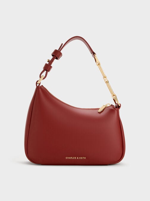 Mini Agatha Chain-Accent Shoulder Bag, Burgundy, hi-res