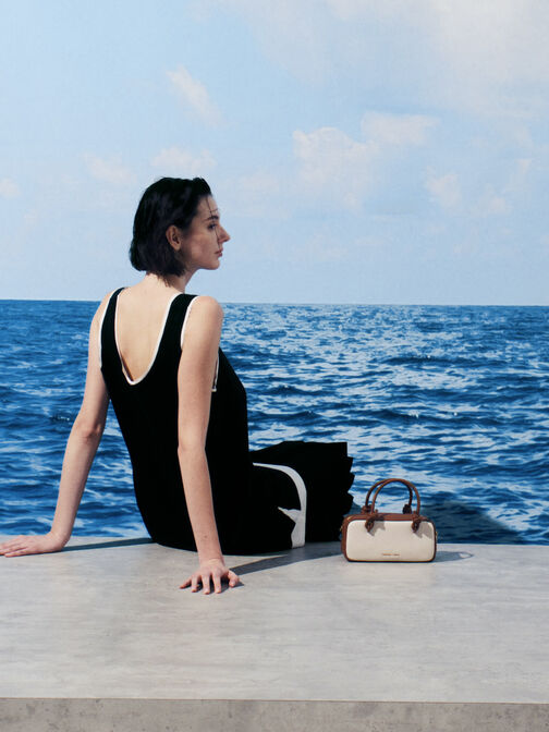 Sammie Canvas Knotted-Handle Elongated Bag, Taupe Canvas, hi-res