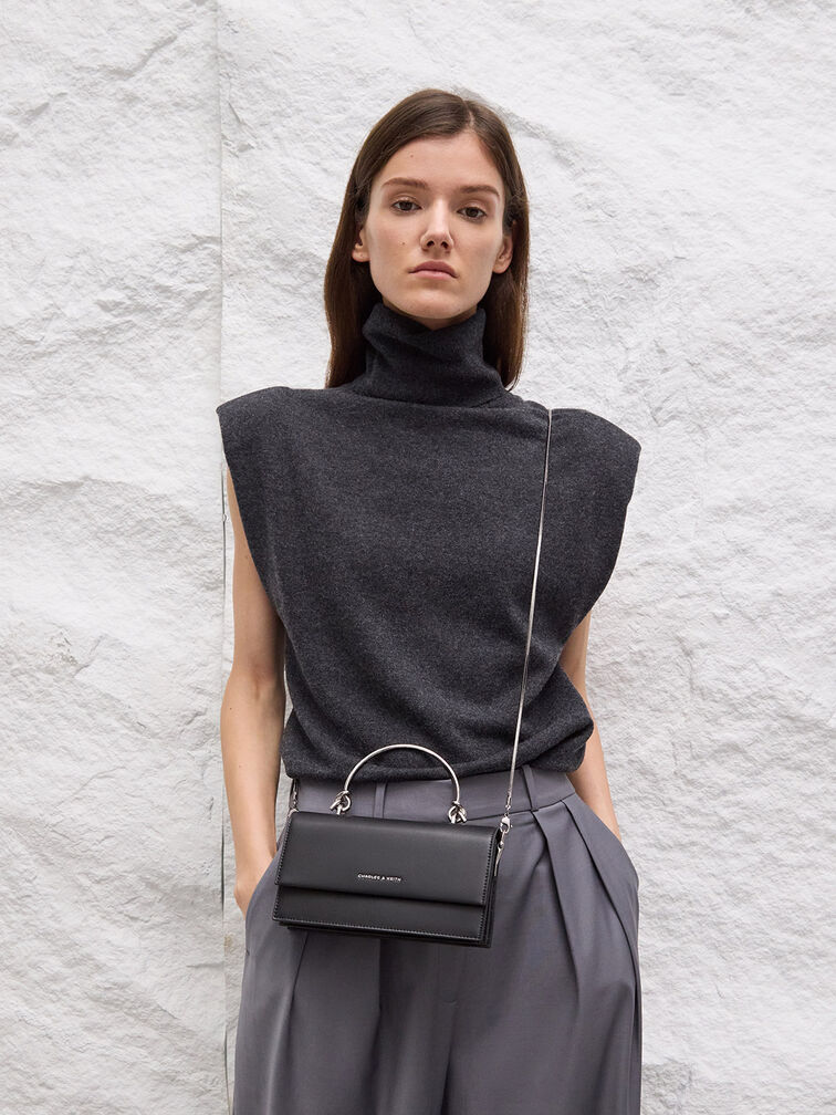 محفظة طويلة كريستين بيد منحوتة, أسود كلاسيكي, hi-res