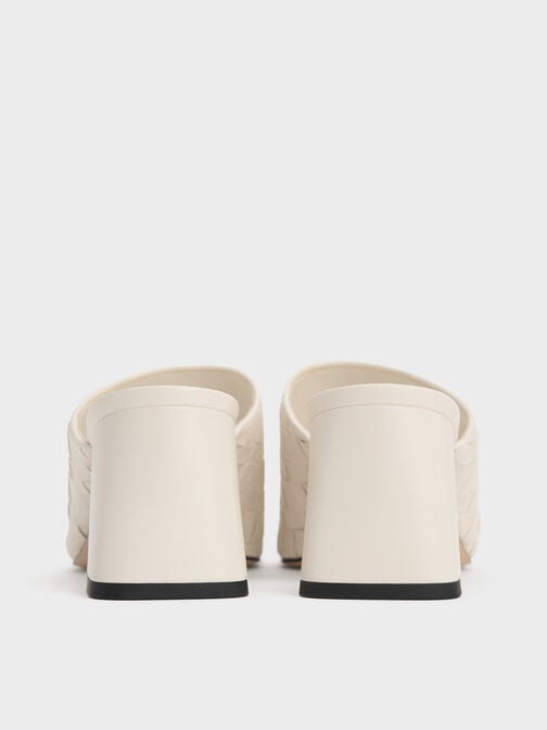 حذاء ميول إيفيت بكعب عالٍ وتصميم منسوج ومقدمة مربعة, أبيض طباشيري, hi-res