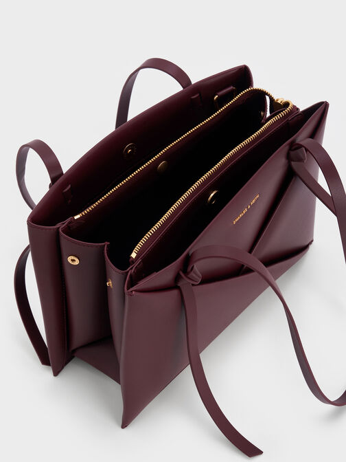 Midori Geometric Tote Bag, Wineberry Red, hi-res