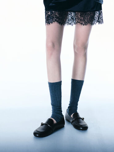 Buckle-Strap Loafers, Black, hi-res