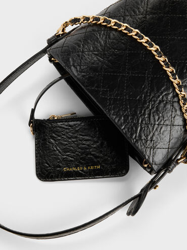 حقيبة باكيت ديو مبطنة بسلسلة, أسود, hi-res