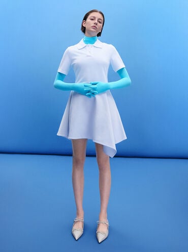 Patent Double-Bow Pointed-Toe Mules, Nude, hi-res