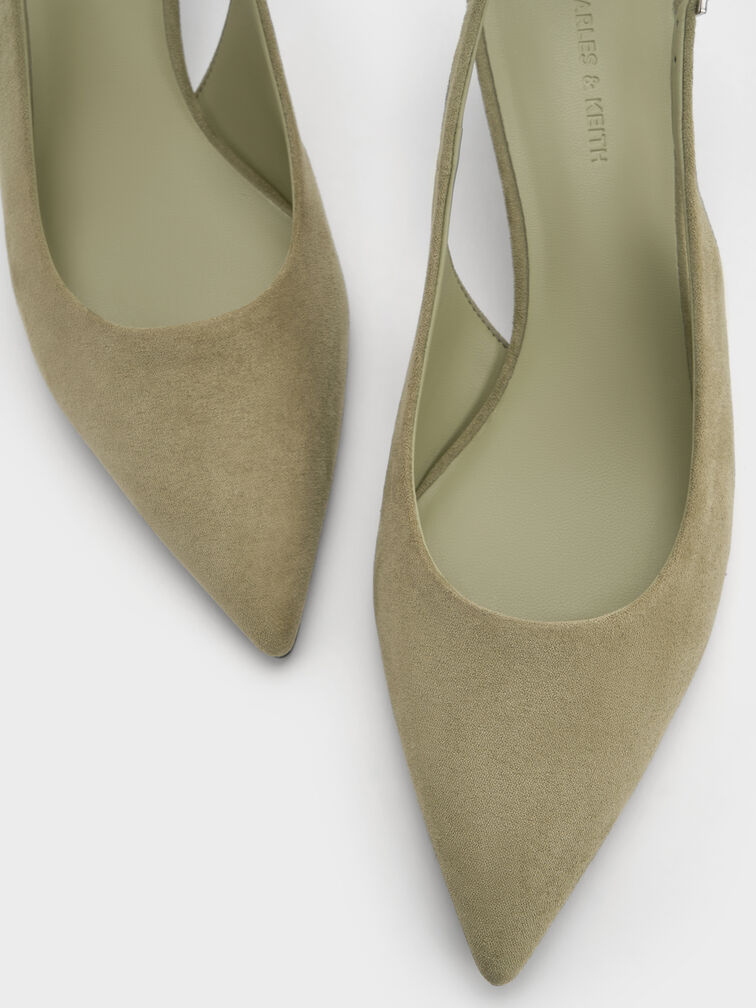 Ruthie Faux Suede Slingback Pumps, Olive, hi-res