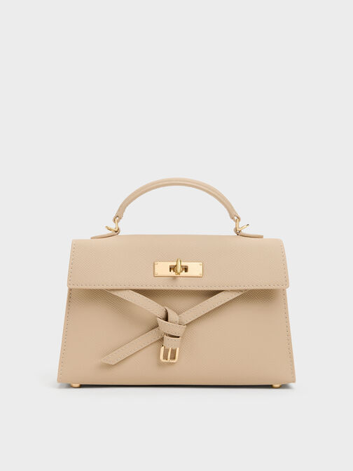 Tricha Knotted-Belt Top Handle Bag, Sand Beige, hi-res