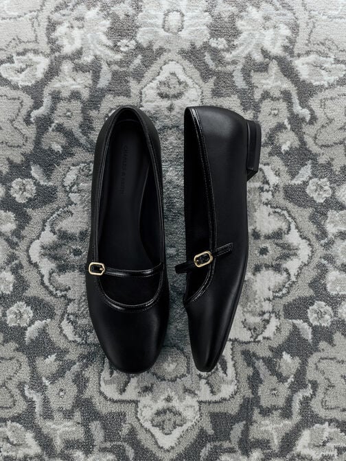 حذاء ماري جين مزين بشرائط, أسود, hi-res