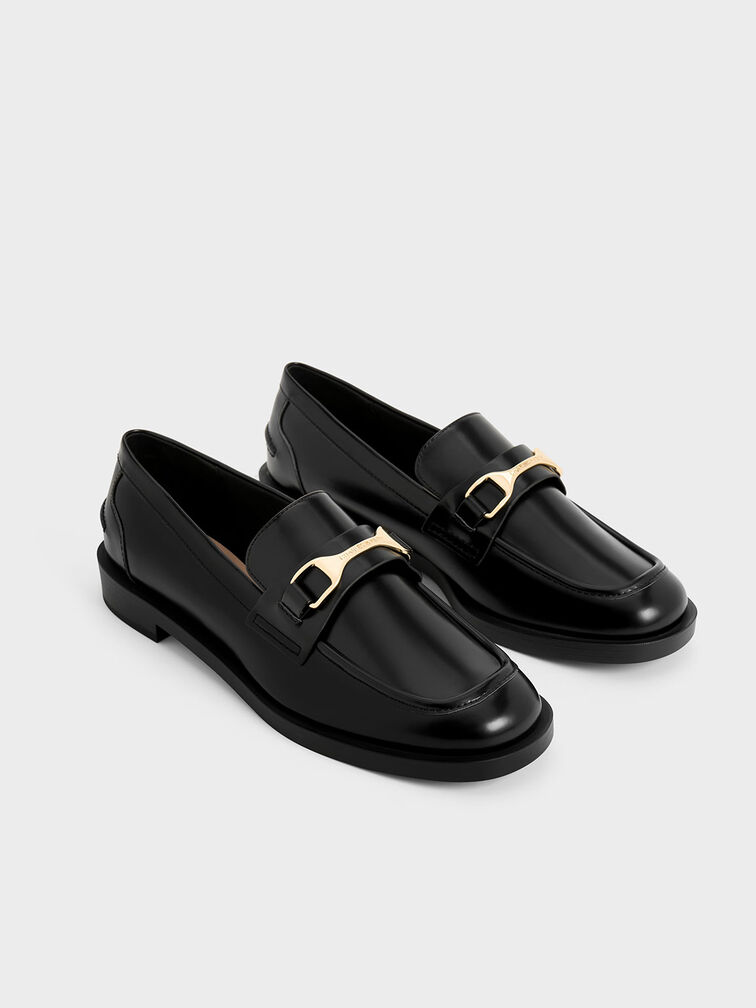 Leslie Metallic-Accent Loafers, Black Boxed, hi-res