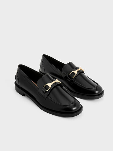 Leslie Metallic-Accent Loafers, Black Boxed, hi-res