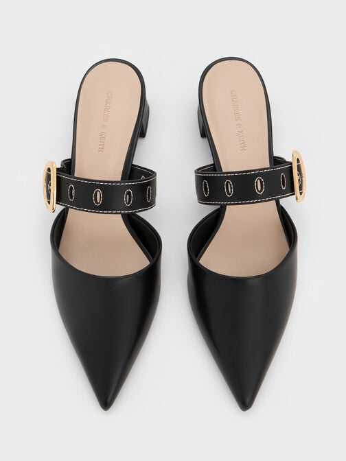 Sepphe Cut-Out Heeled Mules, Black, hi-res