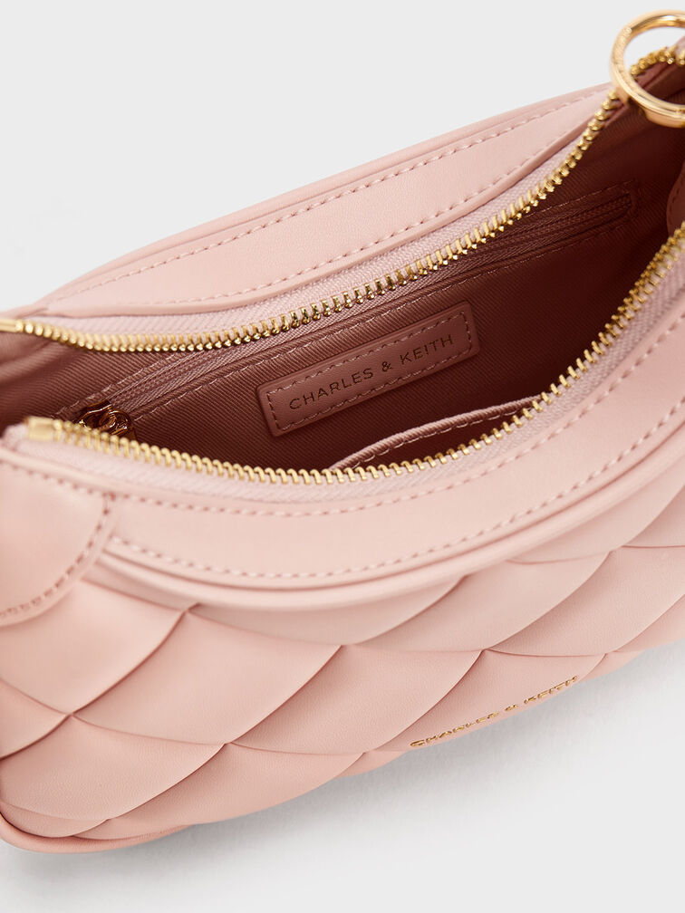 حقيبة ألكوت الصغيرة المبطّنة بمقبض مزيّن بوشاح, وردي, hi-res