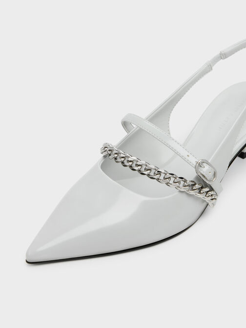 Georgie Chain Slingback Kitten Heels, Light Grey, hi-res