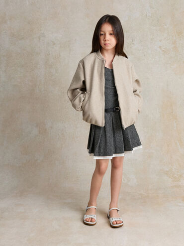 Girls' Erinna Metallic-Accent Sandals, Chalk, hi-res