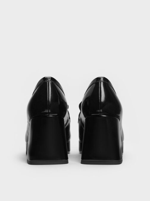 Platform Block-Heel Loafer Pumps, Black Boxed, hi-res