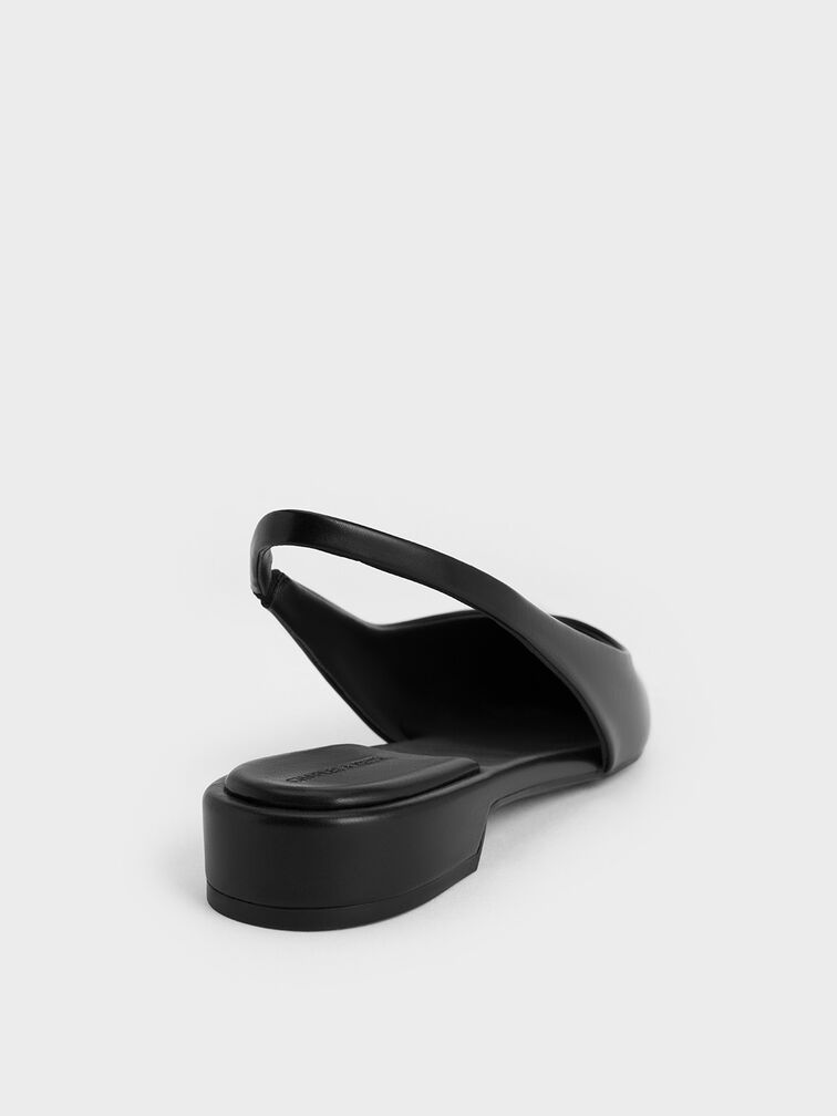 حذاء بدون كعب بمقدمة مدببة وتصميم سلينجباك مفتوح الظهر وحافة علوية تغطي مشط القدم, أسود, hi-res