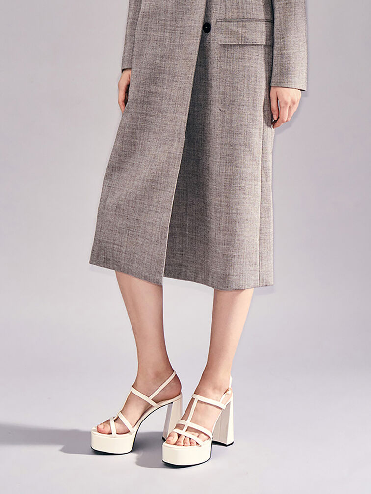 Patent T-Bar Strappy Platform Sandals, Chalk, hi-res