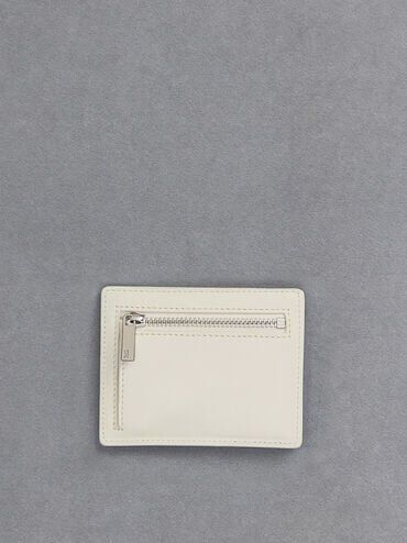Carli Leather Multi-Slot Card Holder, White, hi-res