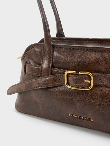 شنطة كتف فيكتوريا بحزام, بني مطفي, hi-res