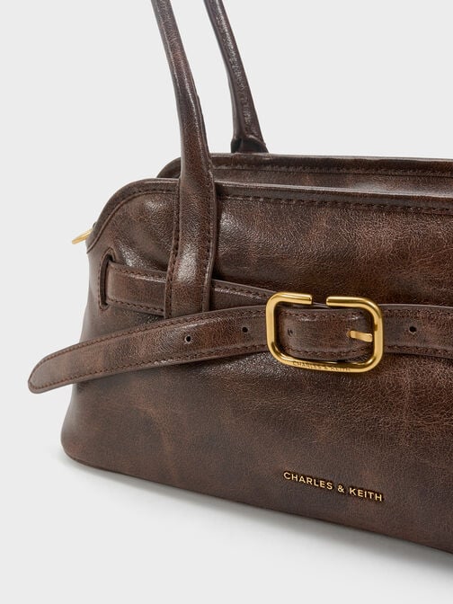 شنطة كتف فيكتوريا بحزام, بني مطفي, hi-res