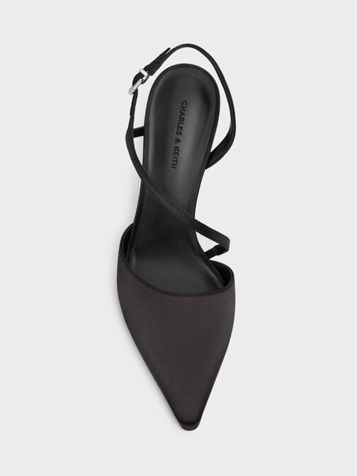 كعب عالي كورديليا مدبب بسير خلفي, أسود خشن, hi-res