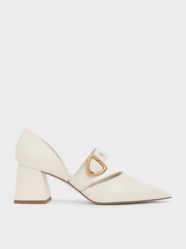Sepphe Metallic Buckle D'Orsay Pumps, Cream, hi-res